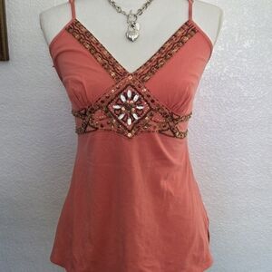 Mix It Coral Embellished Spaghetti Strap Camisole